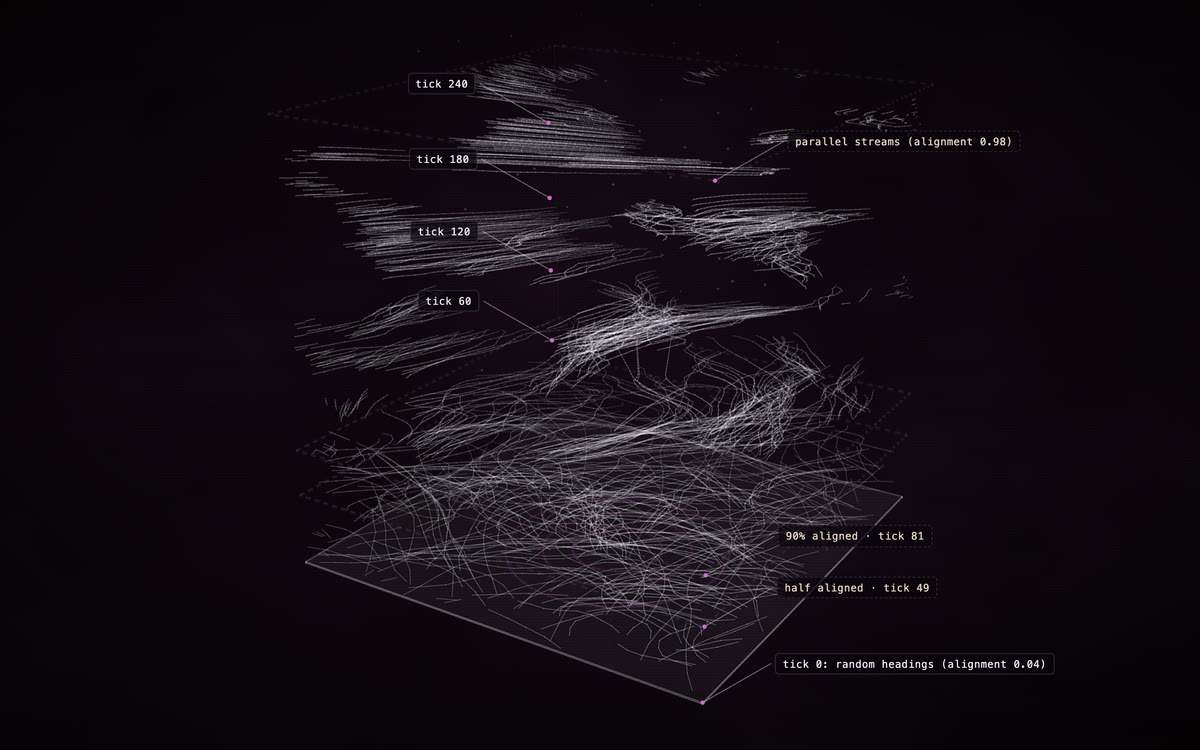 Flocking (NetLogo), a construct of a model's run